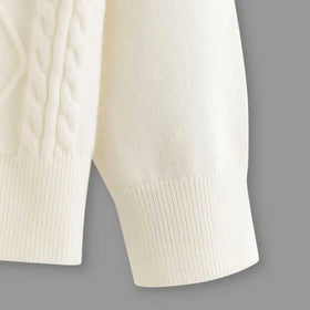 Boys Off White Self Striped Pattern Raglan Sleeves Sweater Sweaters & Cardigans