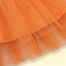 Girls Orange Happy Halloween Print Fit & Flare Dress Casual Dresses