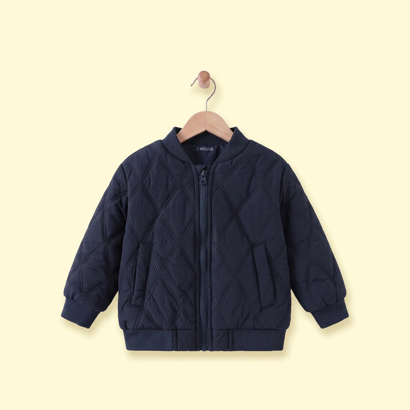 Boys Navy Blue Long Sleeve Zip-Up Bomber Jacket Coats & Jackets Navy Blue 1-2 Y