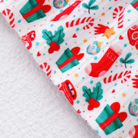 Girls White Christmas-themed Printed Fit & Flare Dress Casual Dresses