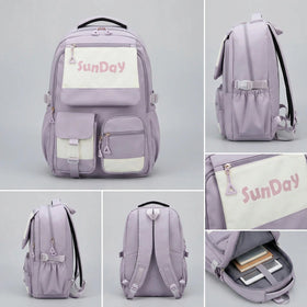 Girls Lilac Multi-Pocket School Backpack Trending Accessories