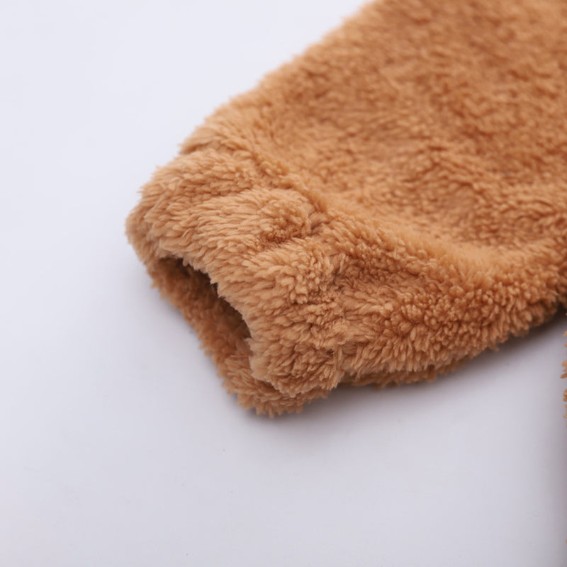 Girls Brown Fur Front Zipper Hooded Winter Jacket Coats & Jackets
