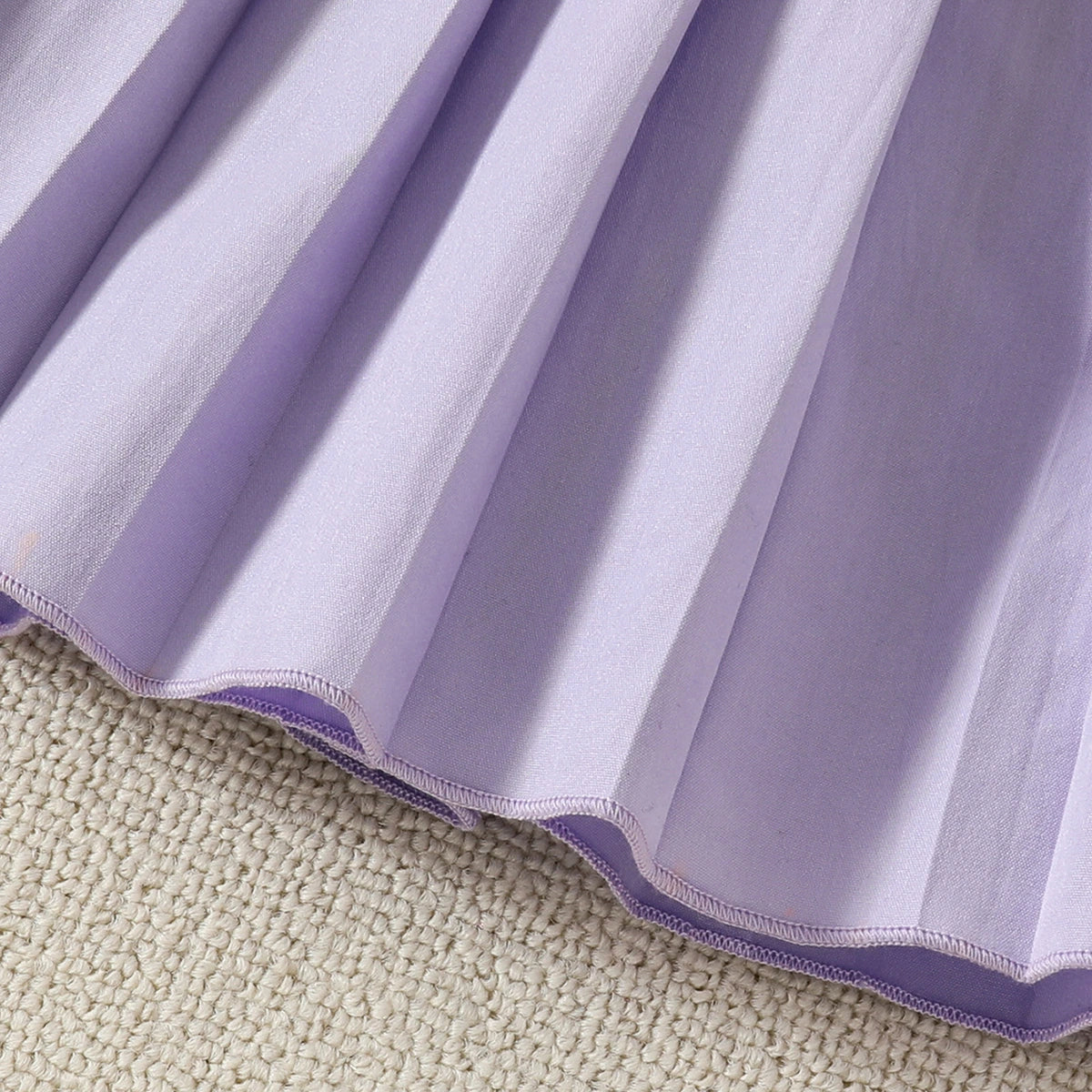 Girls Purple Flower Applique Sleeveless Top With Pleated Skirt Sets Sets