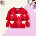 Boys Red Sweater With Self-Design Reindeer Face Patterns Sweaters & Cardigans Red 2-3 Y