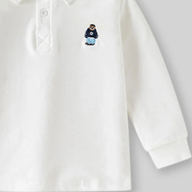 Boys White Long Sleeves Polo T-shirt Tshirts