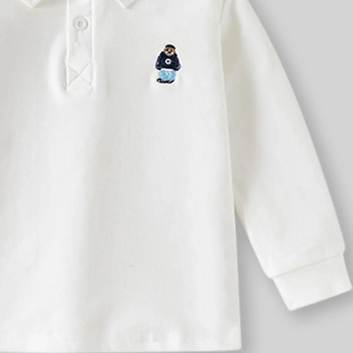 Boys White Long Sleeves Polo T-shirt Tshirts