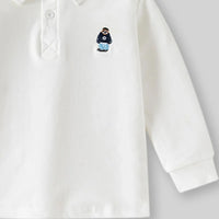 Boys White Long Sleeves Polo T-shirt Tshirts