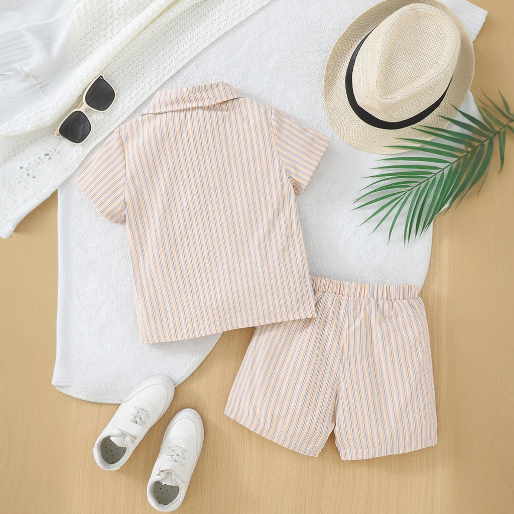 Boys Orange Short Sleeve Shirt With Elasticated Short Set 2 pc. Sets