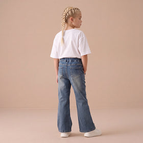 Girls Blue Flared Elasticated Denim Jeans Pants