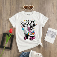 Girls White Graphics Print Short Sleeve T-Shirt Tshirts White 1-2 Y