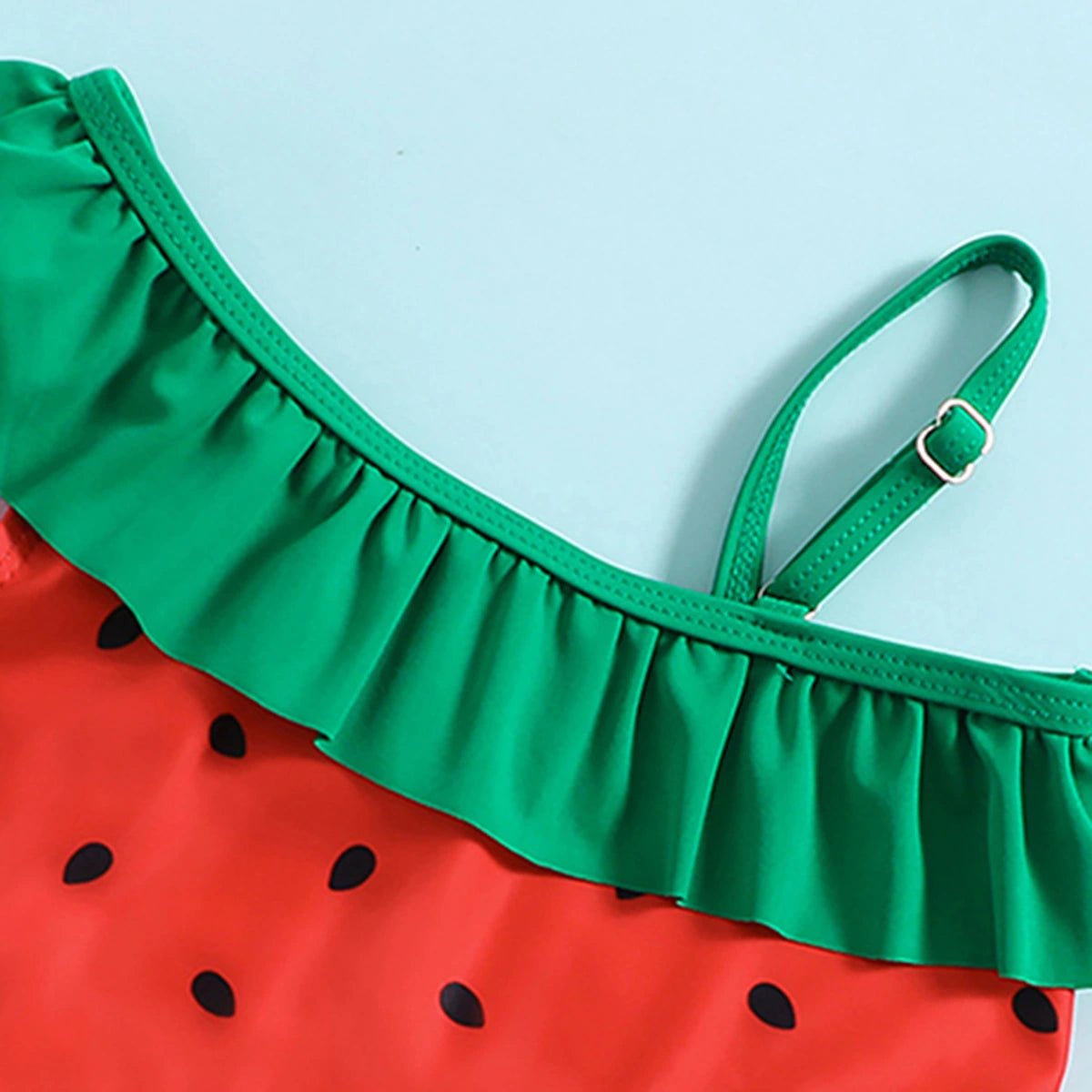 Girls Red Watermelon Printed Top With Briefs Two-Piece Swimwear Sets Sets