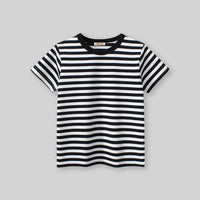 Boys Striped Short Sleeves T-Shirt Tshirts Black 1-2 Y 
