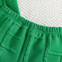 Boys Green Self Typographic Designed T-Shirt With Shorts Summer Co-ord Set 2 pc. Sets