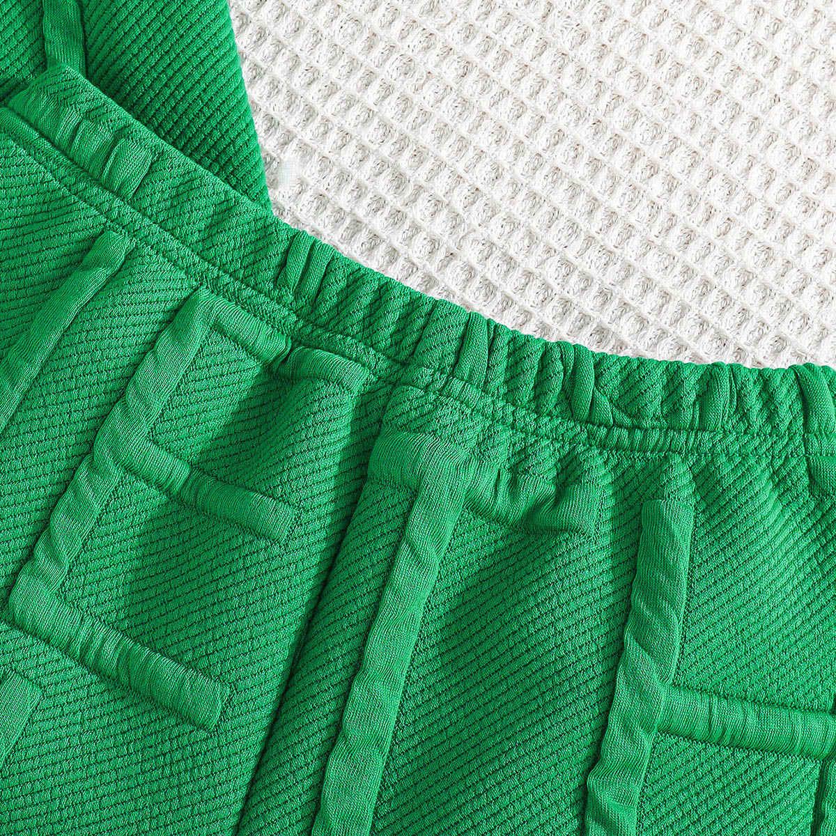 Boys Green Self Typographic Designed T-Shirt With Shorts Summer Co-ord Set 2 pc. Sets