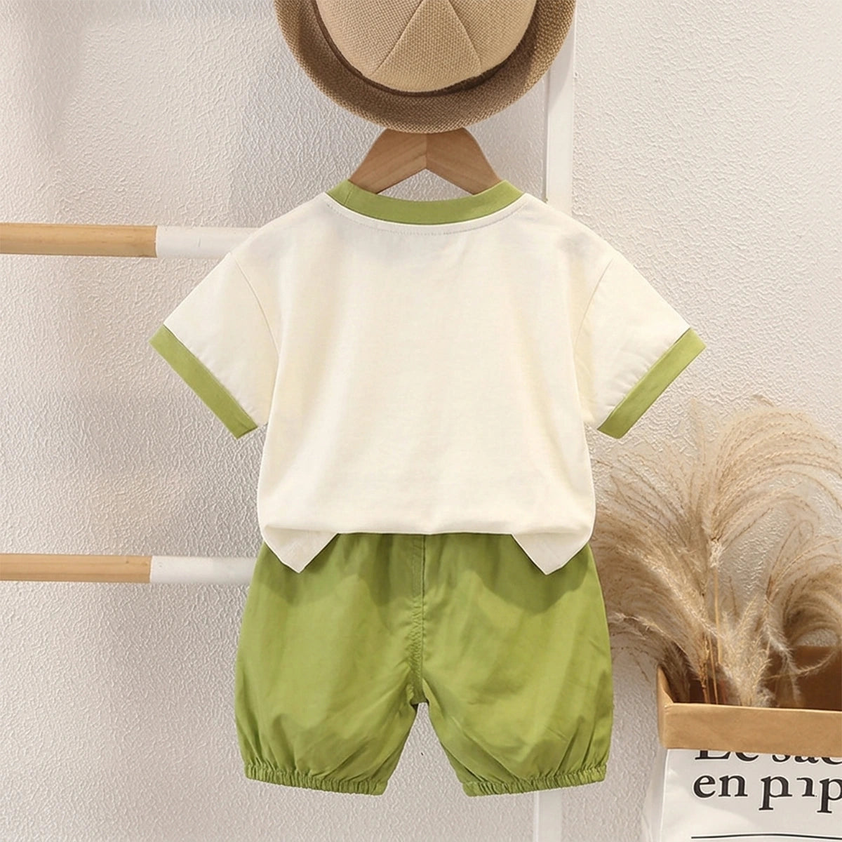 Boys Lime Green Elephant Graphic Short Sleeve T-Shirt With Shorts Sets 2 pc. Sets