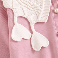 Girls Pink Long Sleeves Cardigan & Pants Sets Sets