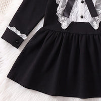 Girls Black Long Sleeve Fit & Flare Dress Casual Dresses