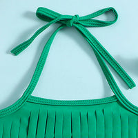 Girls Green Halter Top With Pineapples Print Briefs & Headband Swimwear Sets Sets