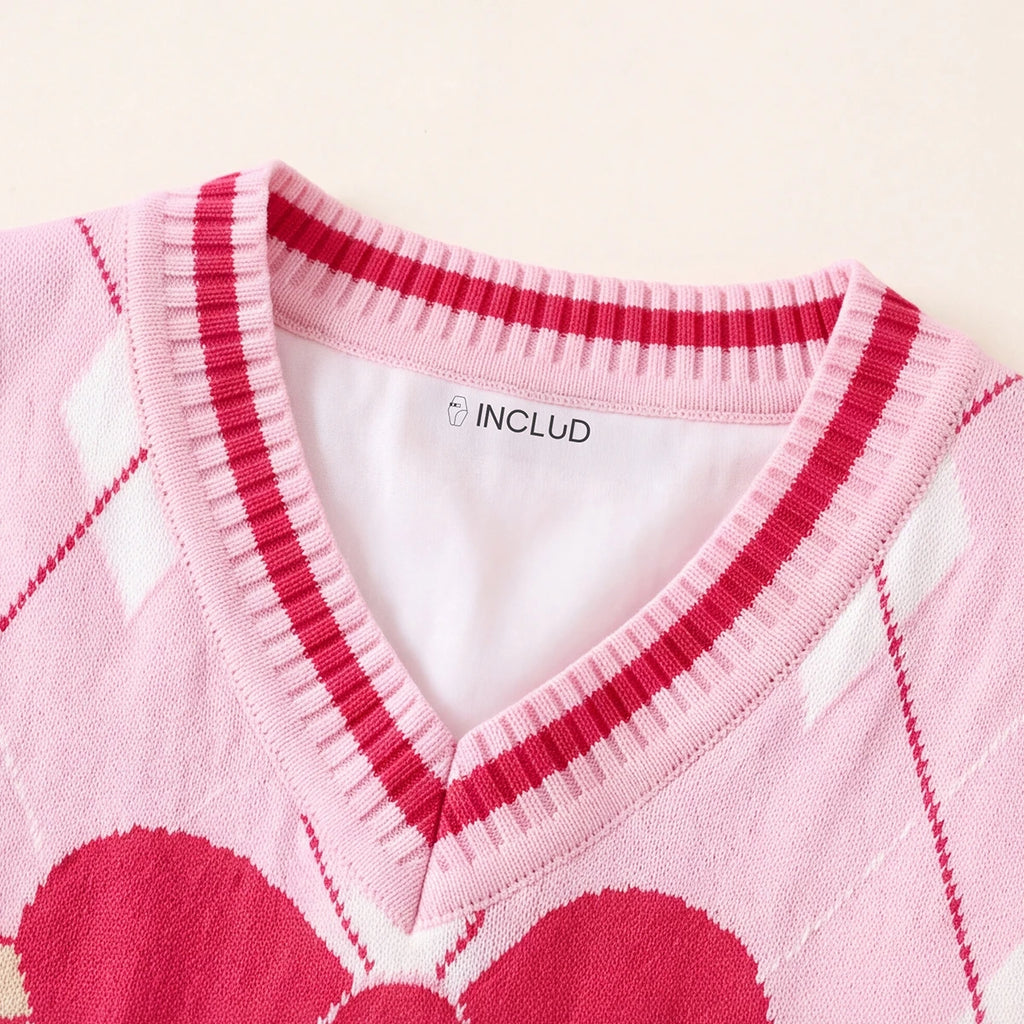 Girls Pink Bear Jacquard Sweater Vest Sweaters & Cardigans