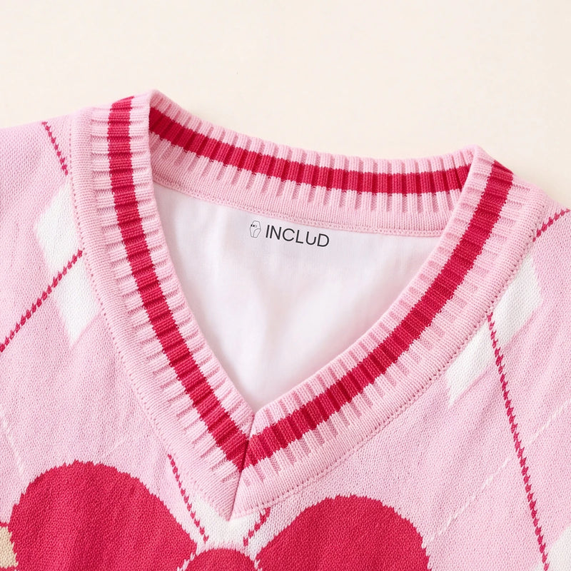 Girls Pink Bear Jacquard Sweater Vest Sweaters & Cardigans