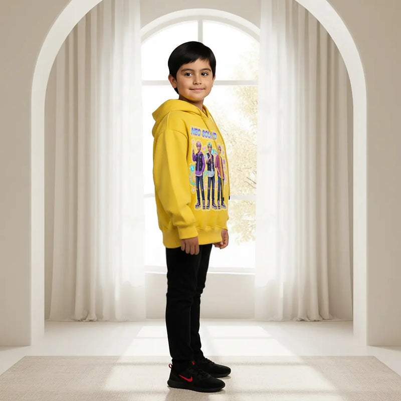 Boys Yellow K-Pop Neo-Sound Graphics Hoodies Sweatshirts & Hoodies