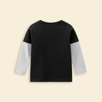 Boys Black Astronaut Print Doctor Sleeves T-shirt Tshirts