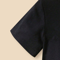 Boys Black Typographic Printed Regular Short Sleeves T-Shirt Tshirts