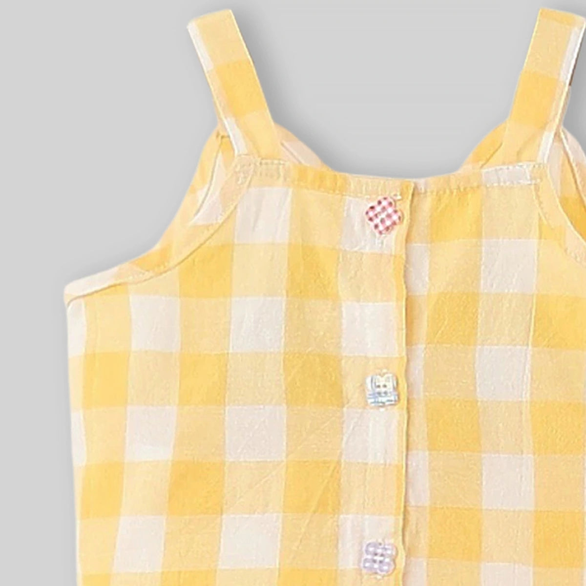 Girls Yellow Checked Button Down Top & Shorts Co-ord Sets Sets