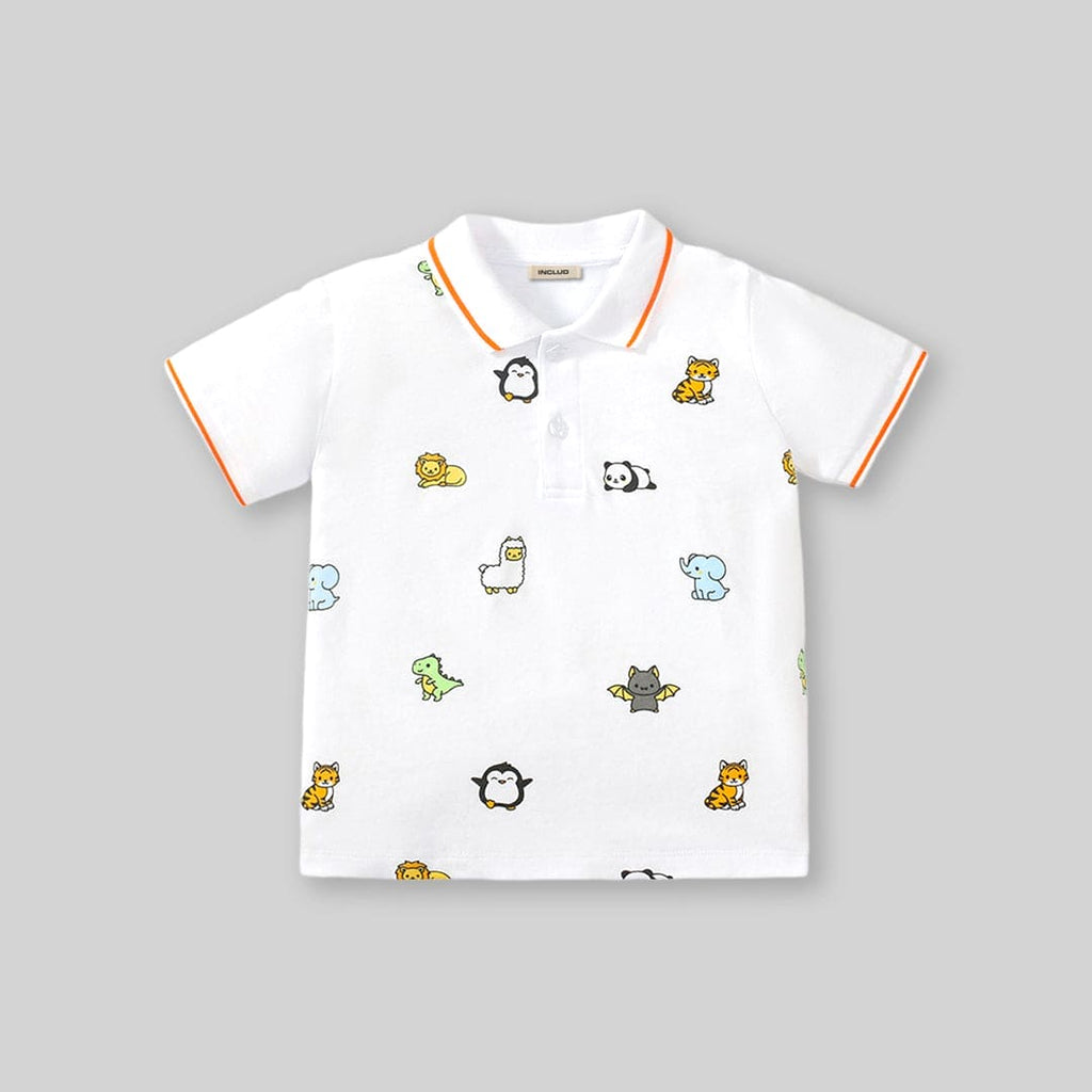 Boys Short Sleeve Cartoon Graphic Polo T-Shirt Tshirts   