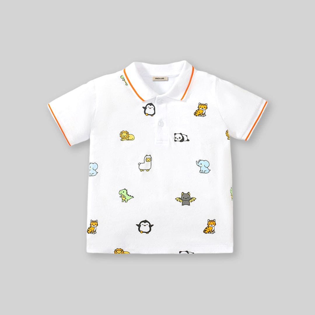 Boys Short Sleeve Cartoon Graphic Polo T-Shirt Tshirts   