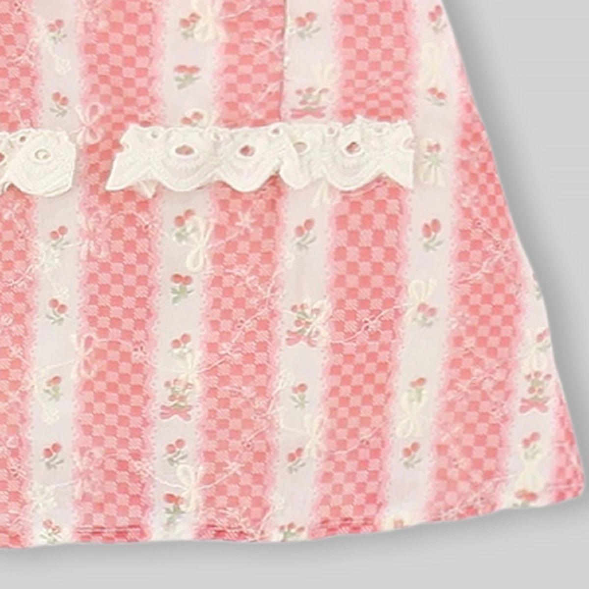 Girls Pink Floral Peter Pan Collar Ruffle A-line Dress Casual Dresses