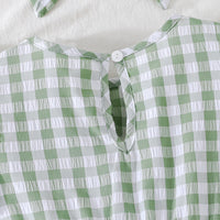 Girls Green Checked Fit & Flare Summer Casual Dress Casual Dresses
