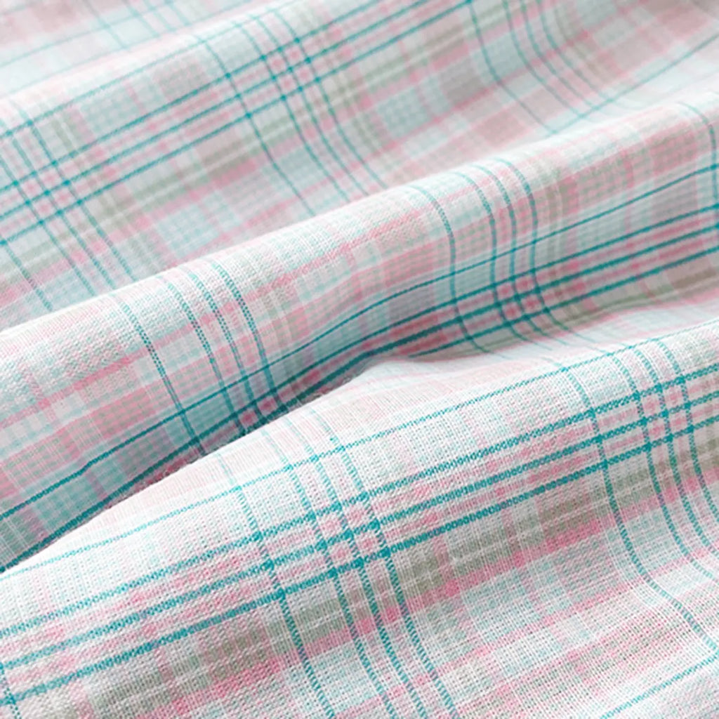 Girls Light Blue Checked Sleeveless Top With Shorts Sets Sets