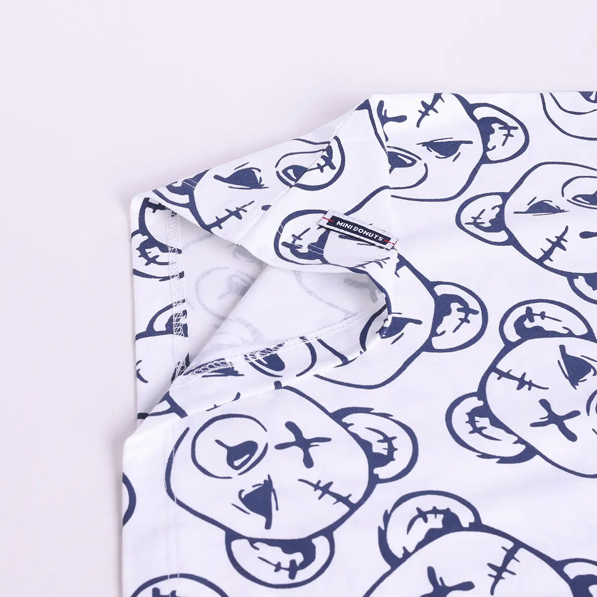 Boys Navy Blue Teddy Bear Print T-Shirt With Shorts Sets Sets