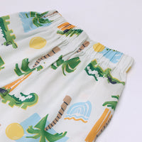 Boys White Tropical Print Shirt With Graphic T-Shirt And Elasticated Shorts Sets 3 pc. Sets