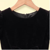 Girls black and pink high-low puff sleeve party dress