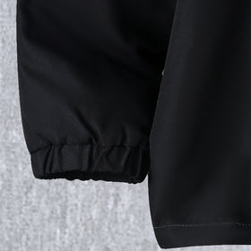 Boys Black Color-blocked Half Zipper Sweatshirt With Fur Lining & Pants Sets 2 pc. Sets