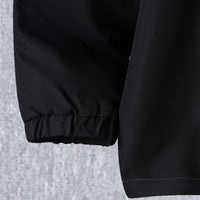 Boys Black Color-blocked Half Zipper Sweatshirt With Fur Lining & Pants Sets 2 pc. Sets