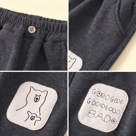 Boys Dark Grey Bear Applique Jogger Joggers