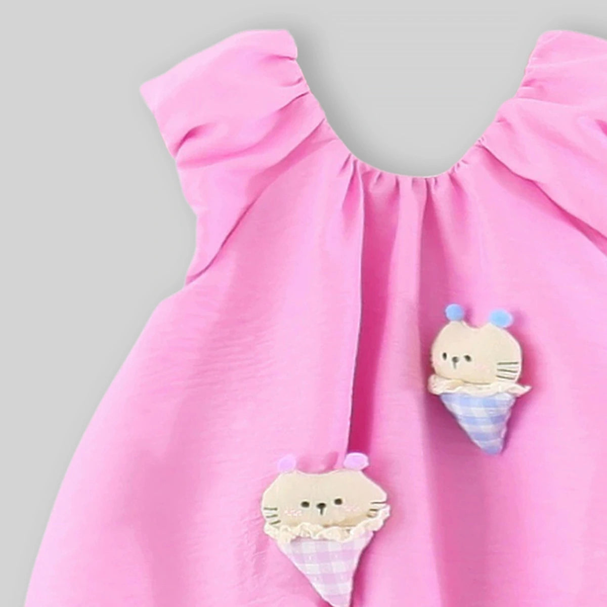 Girls Pink Ice Cream Applique A-Line Dress Casual Dresses