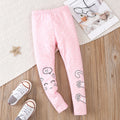 Girls Pink Melange Cat Print Leggings Leggings & Tights