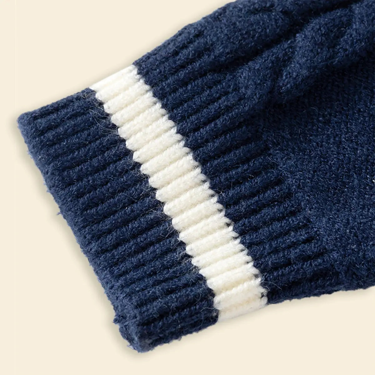 Girls Navy Blue Self-Design Knitted Cardigan Sweaters & Cardigans