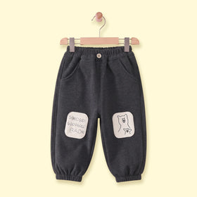 Boys Dark Grey Bear Applique Jogger Joggers Dark Grey 1-2 Y