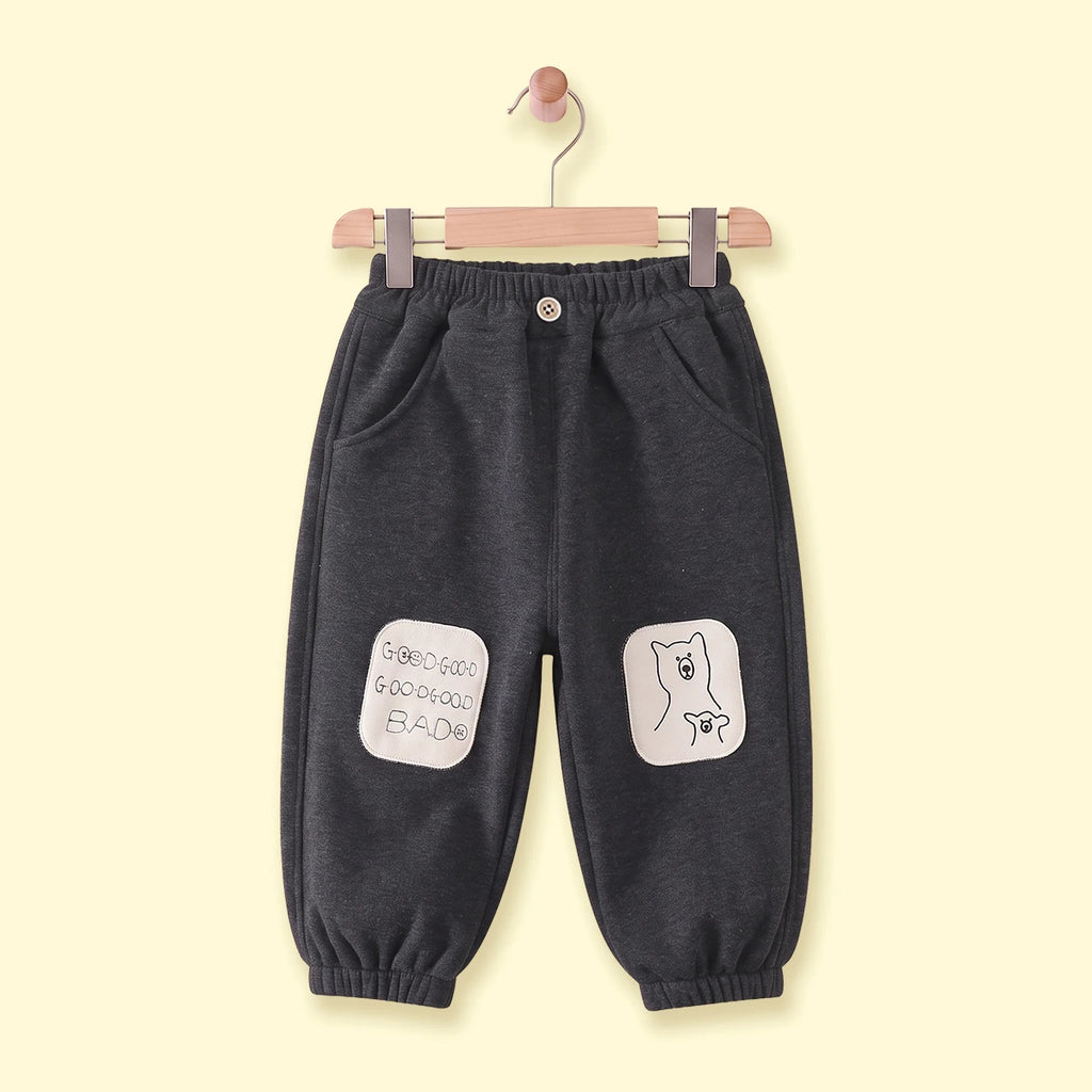 Boys Dark Grey Bear Applique Jogger Joggers Dark Grey 1-2 Y