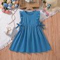 Girls Blue Textured Sleeveless Fit & Flare Dress Casual Dresses Blue 2-3 Y
