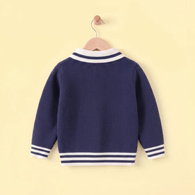 Boys Blue Self-Design Polo Sweater Sweaters & Cardigans