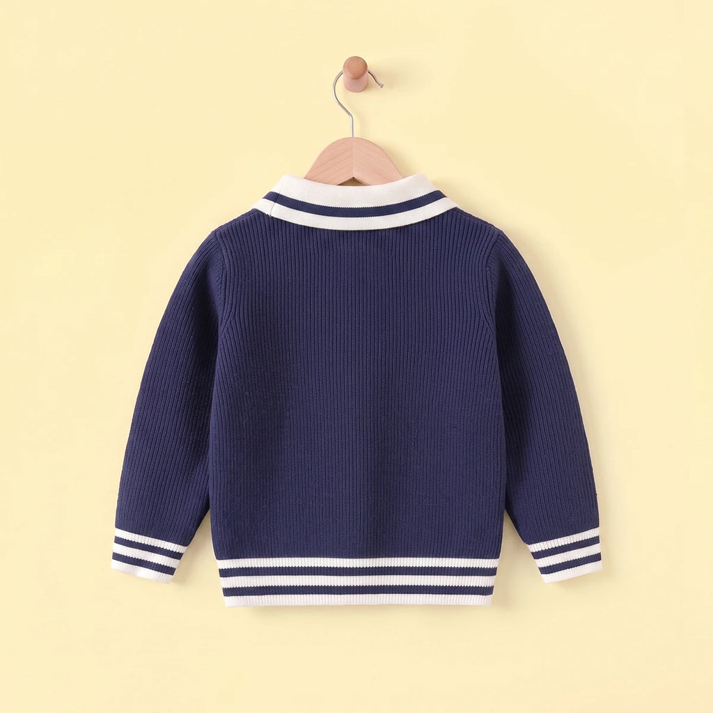 Boys Blue Self-Design Polo Sweater Sweaters & Cardigans