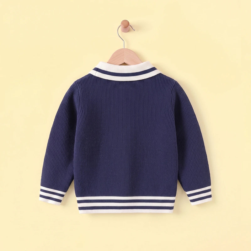 Boys Blue Self-Design Polo Sweater Sweaters & Cardigans