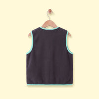 Boys Dark Grey Colorblocked Sleeveless Jacket Coats & Jackets