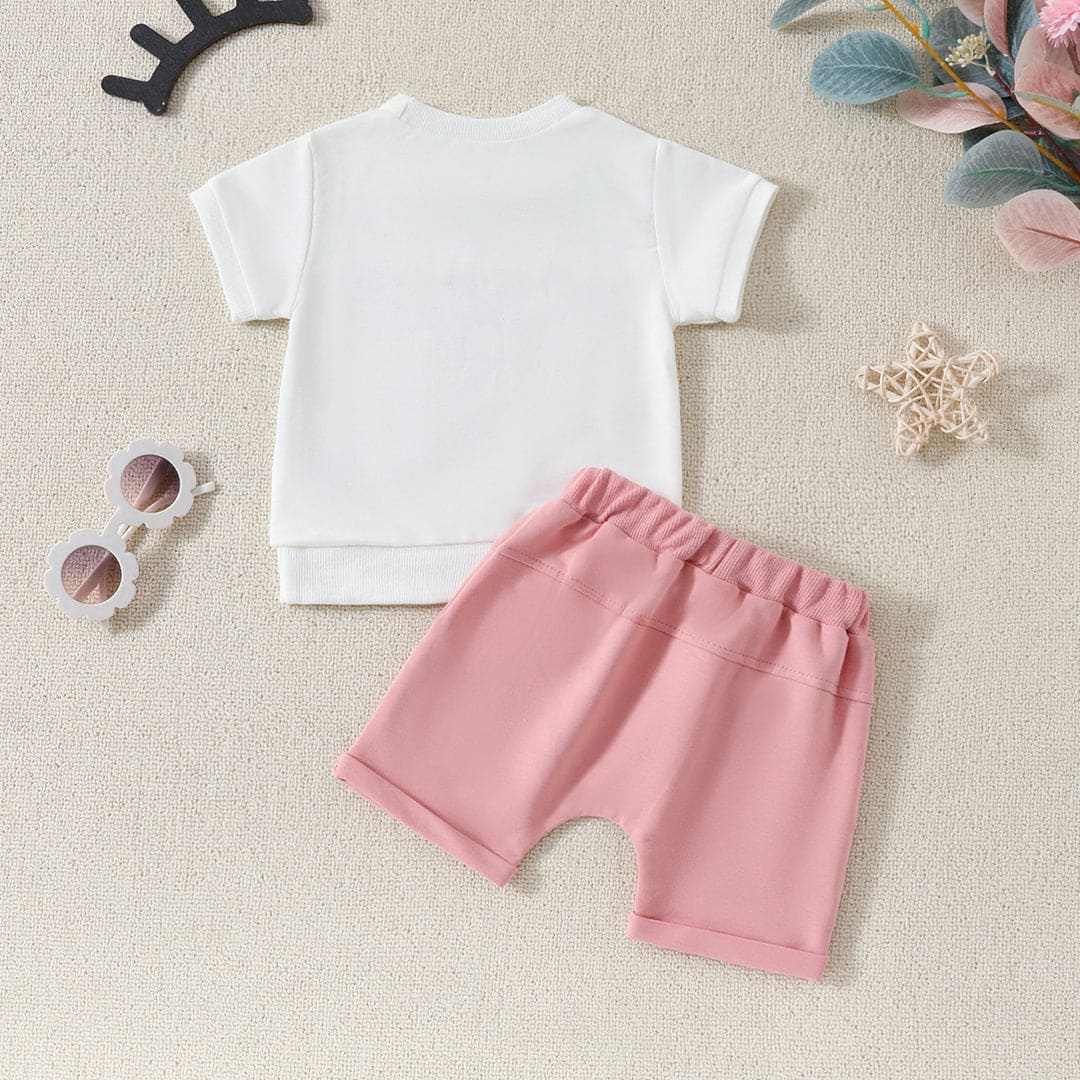 Boys Embroidered Short Sleeves T-Shirt With Shorts Set Sets   